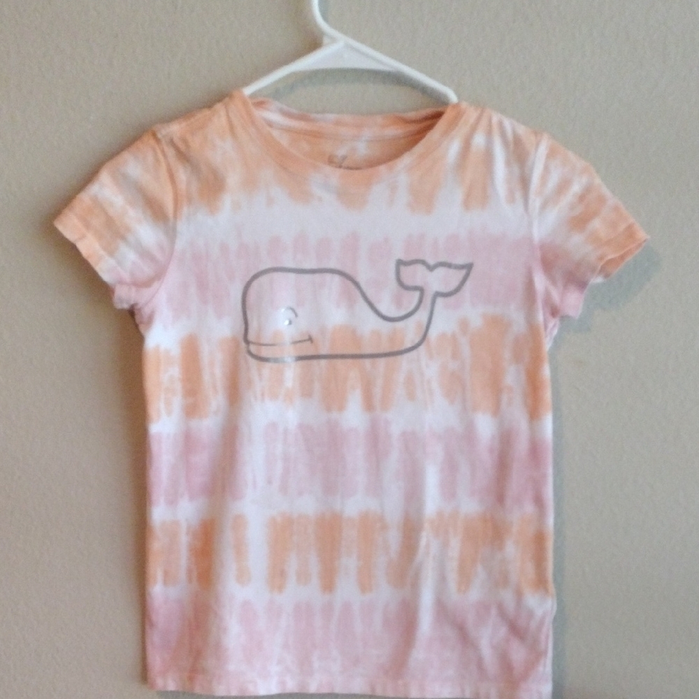 Vineyard Vines Kids Tie-Dye Whale Tee - Peach and Light Pink